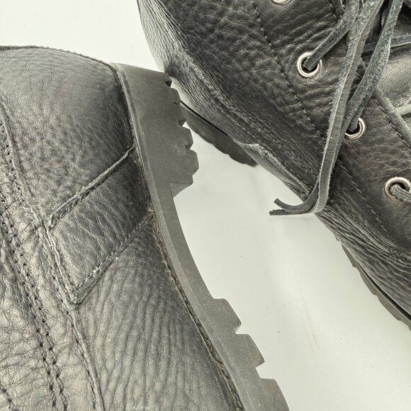 Polo Ralph Lauren Ranger Tumbled Leather Combat Boot Black Alt 11 D - Picture 13 of 14